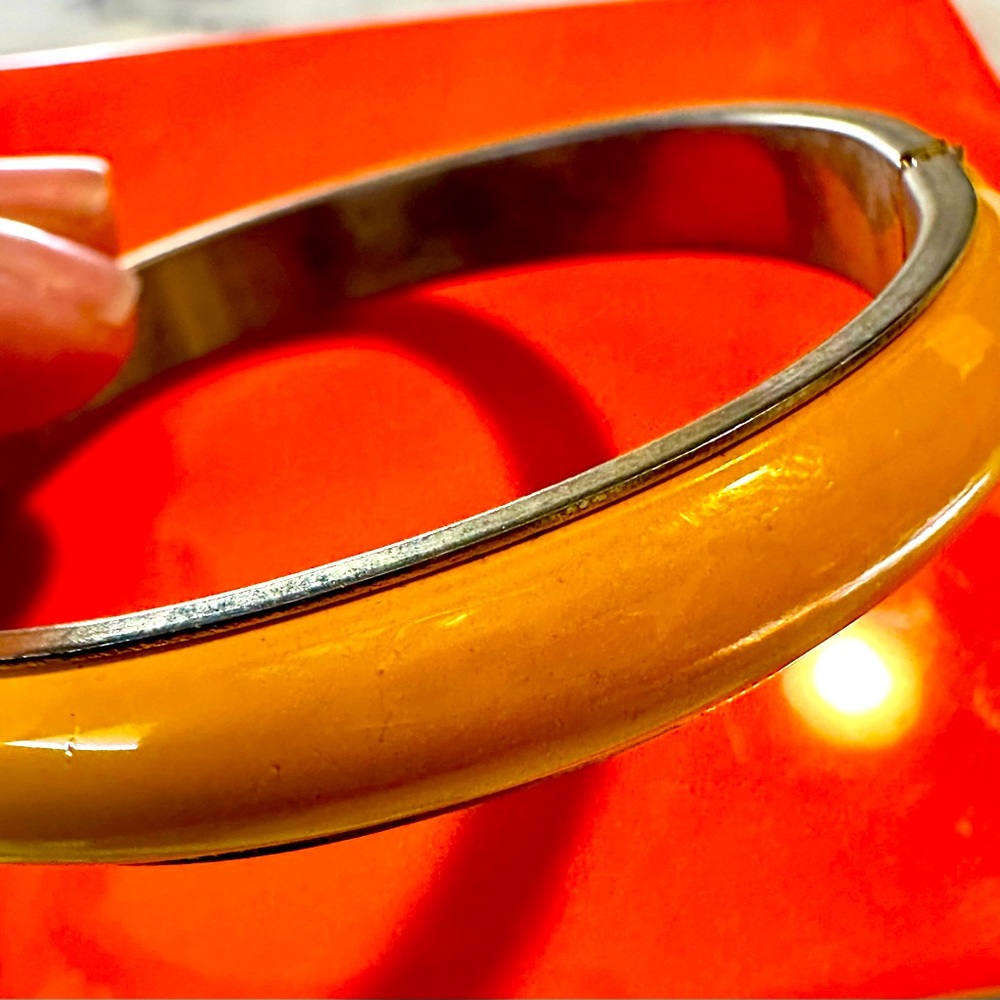 Vintage yellow enamel bracelet: well-loved condition scratches/patina as shown